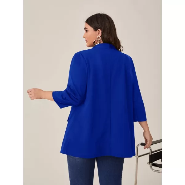 WDIRARA Women's Plus Size Long Sleeve Blazer Casual Open Front Cardigan Jacket