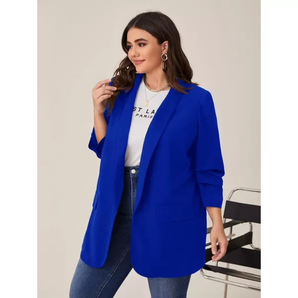 WDIRARA Women's Plus Size Long Sleeve Blazer Casual Open Front Cardigan Jacket