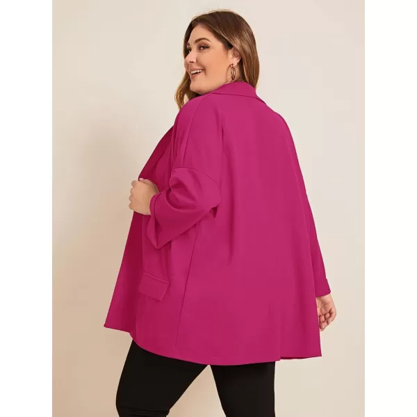 WDIRARA Women's Plus Size Long Sleeve Blazer Casual Open Front Cardigan Jacket