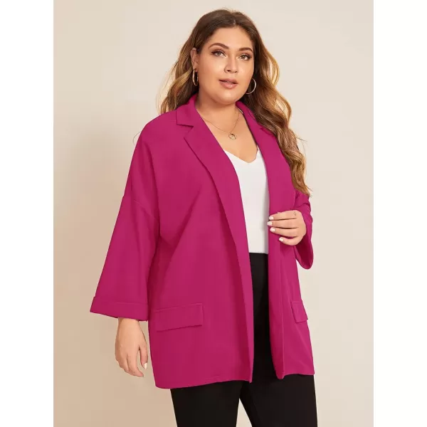WDIRARA Women's Plus Size Long Sleeve Blazer Casual Open Front Cardigan Jacket