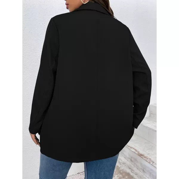 WDIRARA Women's Plus Size One Button Open Front Graphic Office Casual Blazer Jacket