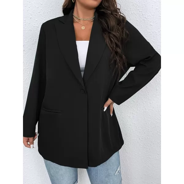 WDIRARA Women's Plus Size One Button Open Front Graphic Office Casual Blazer Jacket