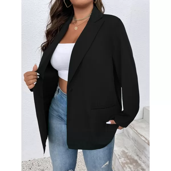 WDIRARA Women's Plus Size One Button Open Front Graphic Office Casual Blazer Jacket