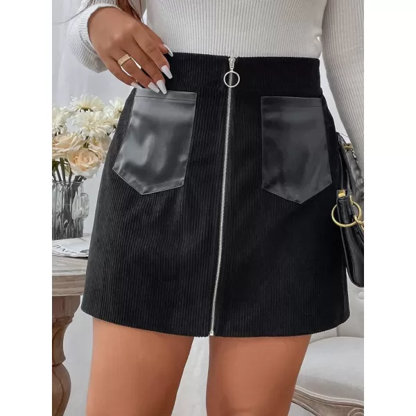 WDIRARA Women's Plus Size Plaid Button Tweed Skirt Casual High Waist Skirts