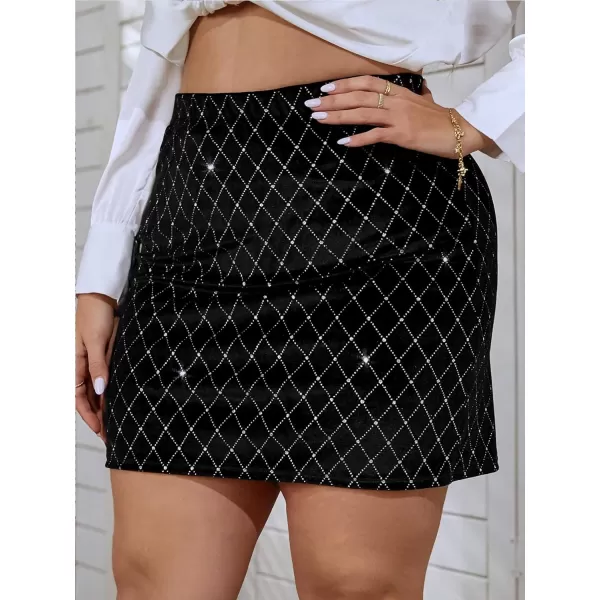 WDIRARA Women's Plus Size Plaid Button Tweed Skirt Casual High Waist Skirts