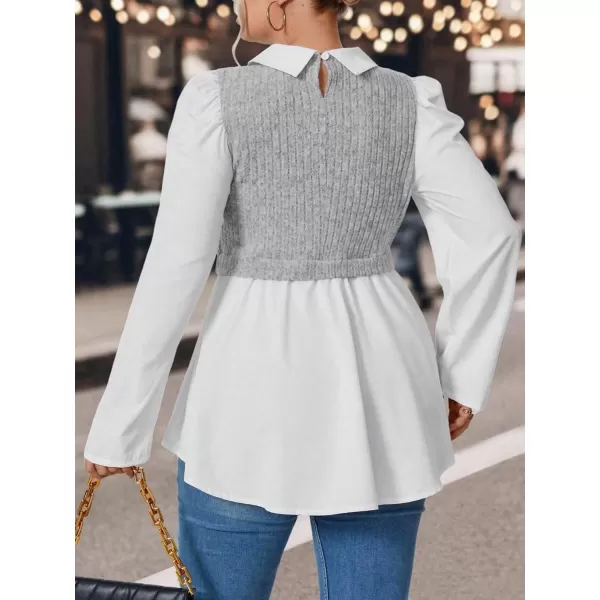 WDIRARA Women's Plus Size Plaid Long Sleeve Ruffle Hem Collared Casual Blouse Top