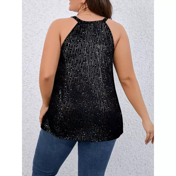 WDIRARA Women's Plus Size Printed Notched V Neck Sleeveless Cami Top Summer Camisole
