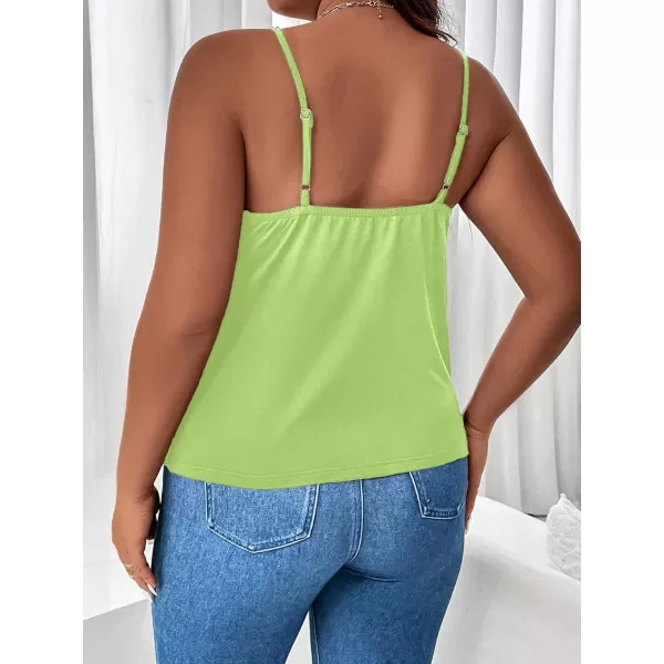 WDIRARA Women's Plus Size Rhinestone Crisscross Spaghetti Strap Cami Top