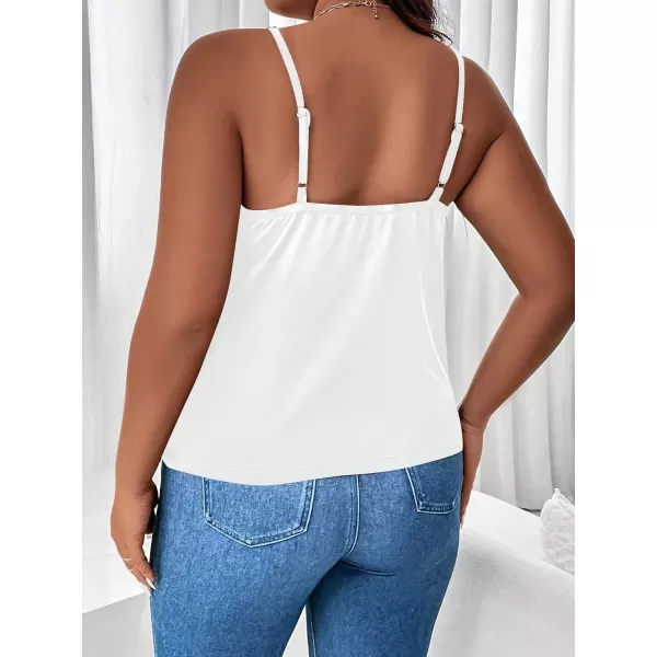 WDIRARA Women's Plus Size Rhinestone Crisscross Spaghetti Strap Cami Top