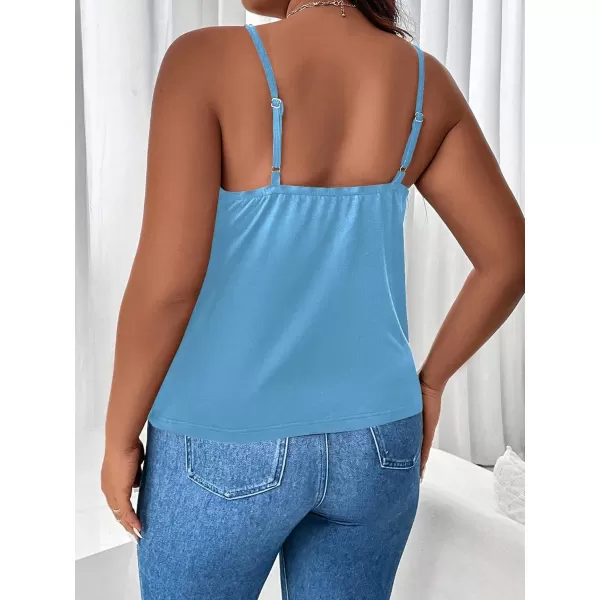 WDIRARA Women's Plus Size Rhinestone Crisscross Spaghetti Strap Cami Top