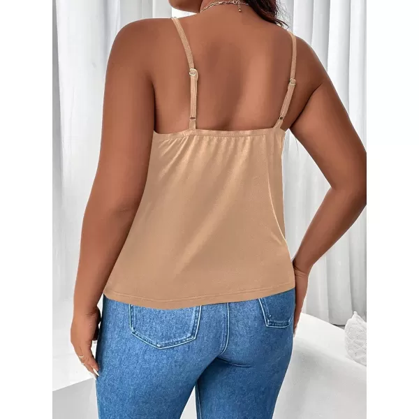 WDIRARA Women's Plus Size Rhinestone Crisscross Spaghetti Strap Cami Top