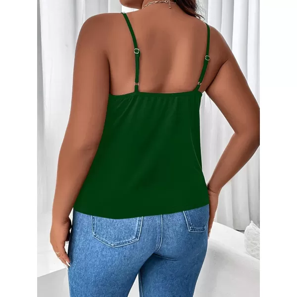 WDIRARA Women's Plus Size Rhinestone Crisscross Spaghetti Strap Cami Top