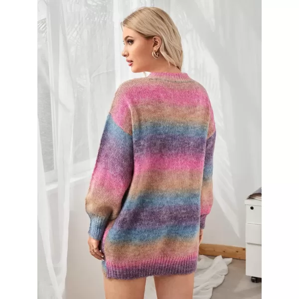 WDIRARA Women's Plus Size Round Neck Long Sleeve Sweater Casual Knit Tops