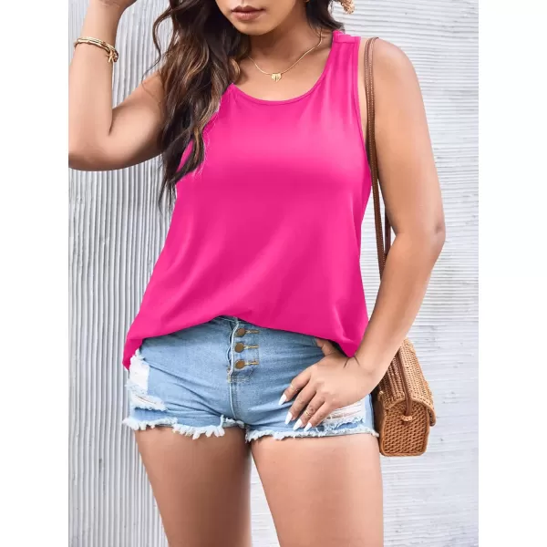 WDIRARA Women's Plus Size Round Neck Tops Cut Out Backless Sleeveless Tank Tops Casual Basic T Shirt