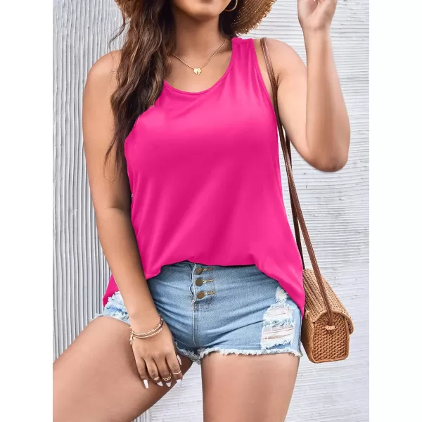 WDIRARA Women's Plus Size Round Neck Tops Cut Out Backless Sleeveless Tank Tops Casual Basic T Shirt