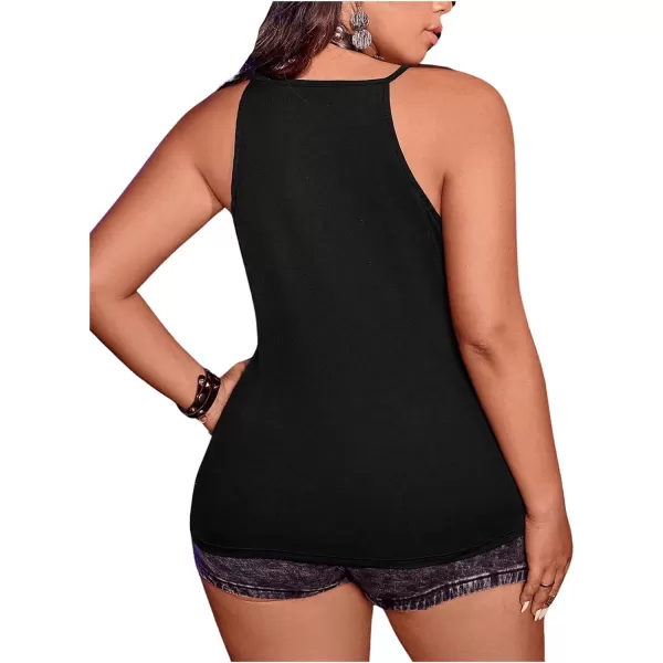 WDIRARA Women's Plus Size Sequin Halter Sleeveless Contrast Mesh Party Night Rave Top