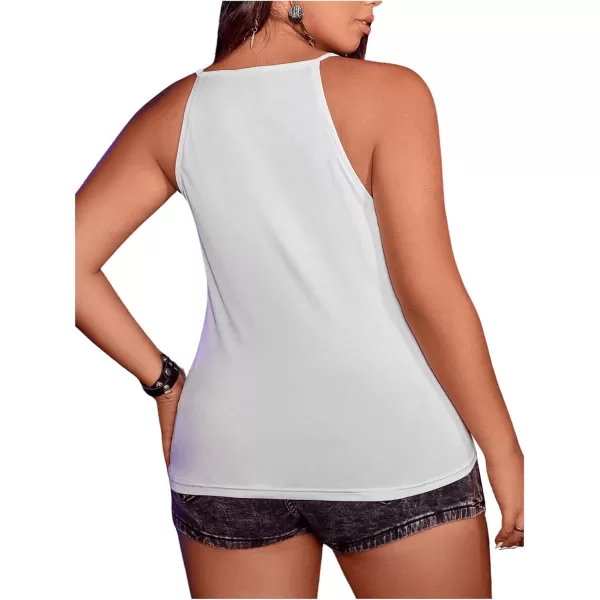 WDIRARA Women's Plus Size Sequin Halter Sleeveless Contrast Mesh Party Night Rave Top
