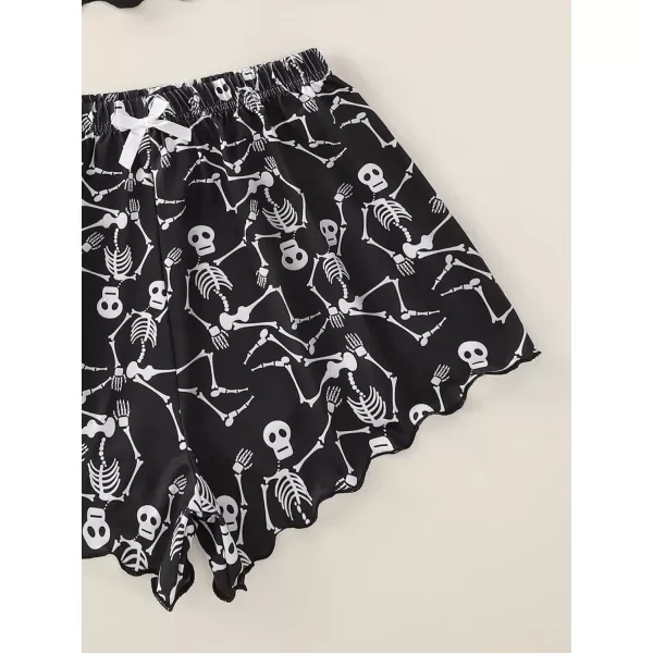 WDIRARA Women's Plus Size Sleepwear Cute Cartoon Print Scalloped Tank Top And Shorts Pajama Set