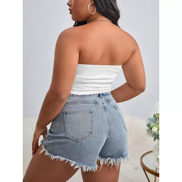 WDIRARA Women's Plus Size Sleeveless Strapless Crop Tube Top Casual Tops