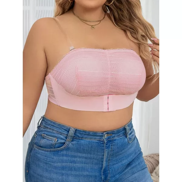 WDIRARA Women's Plus Size Solid Button Front Bandeau Bra Strapless Wireless Bras