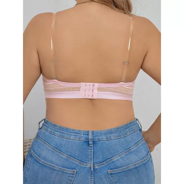 WDIRARA Women's Plus Size Solid Button Front Bandeau Bra Strapless Wireless Bras