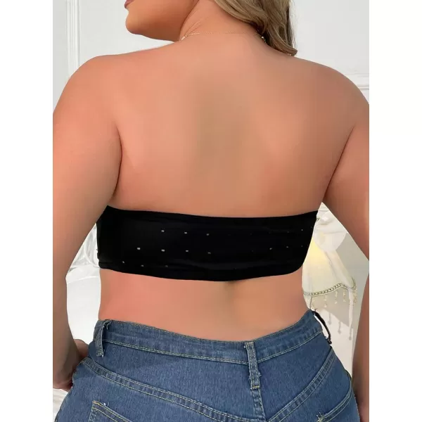 WDIRARA Women's Plus Size Solid Button Front Bandeau Bra Strapless Wireless Bras