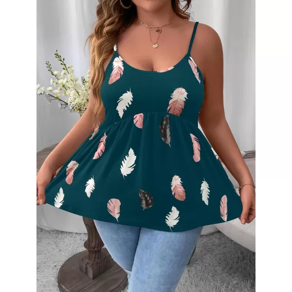 WDIRARA Women's Plus Size Spaghetti Strap Ruffle Hem Cami Top Peplum Camisole