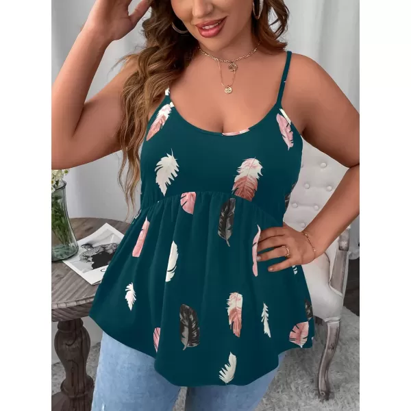 WDIRARA Women's Plus Size Spaghetti Strap Ruffle Hem Cami Top Peplum Camisole
