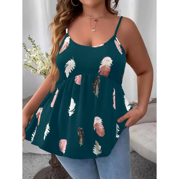 WDIRARA Women's Plus Size Spaghetti Strap Ruffle Hem Cami Top Peplum Camisole