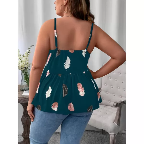 WDIRARA Women's Plus Size Spaghetti Strap Ruffle Hem Cami Top Peplum Camisole