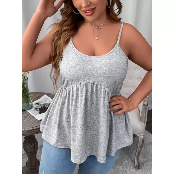 WDIRARA Women's Plus Size Spaghetti Strap Ruffle Hem Cami Top Peplum Camisole