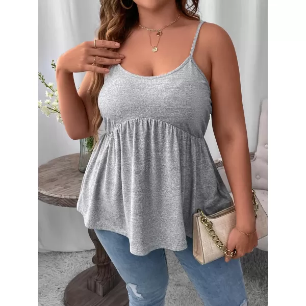 WDIRARA Women's Plus Size Spaghetti Strap Ruffle Hem Cami Top Peplum Camisole
