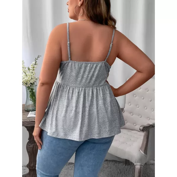 WDIRARA Women's Plus Size Spaghetti Strap Ruffle Hem Cami Top Peplum Camisole