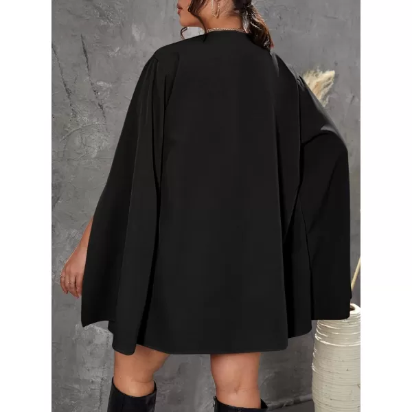 WDIRARA Women's Plus Size Split Side Long Sleeve Blazer Vest Open Front Jacket Waistcoat