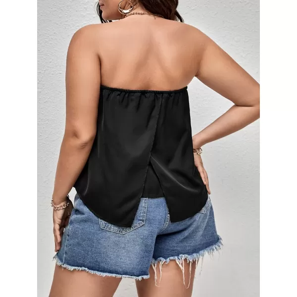WDIRARA Women's Plus Size Strapless Sleeveless Split Back Casual Tube Top