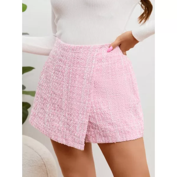 WDIRARA Women's Plus Size Textured Wrap Asymmetrical Hem Skort High Rise Elastic Waist Shorts Skort