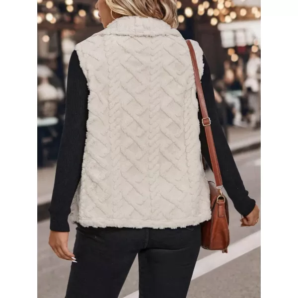 WDIRARA Women's Plus Size Waterfall Collar Open Front Sleeveless Teddy Casual Vest Jacket