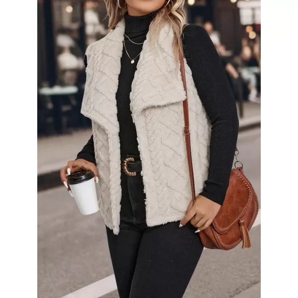 WDIRARA Women's Plus Size Waterfall Collar Open Front Sleeveless Teddy Casual Vest Jacket