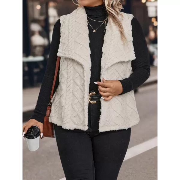 WDIRARA Women's Plus Size Waterfall Collar Open Front Sleeveless Teddy Casual Vest Jacket