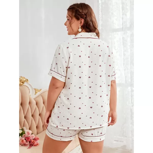 WDIRARA Women's Plus Sleepwear Satin Short Sleeve Shirt and Shorts Pajama Set