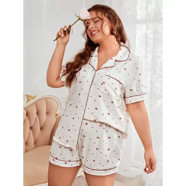 WDIRARA Women's Plus Sleepwear Satin Short Sleeve Shirt and Shorts Pajama Set