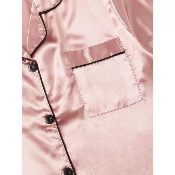 WDIRARA Women's Plus Sleepwear Satin Short Sleeve Shirt and Shorts Pajama Set