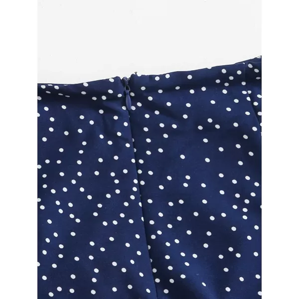 WDIRARA Women's Polka Dots Knot Wrap Side Ruffle Mini Skirt