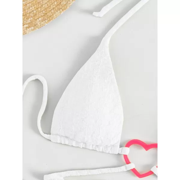 WDIRARA Women's Ring Halter Bikini Swimsuit 2 Piece Tie Back Bathing Suit
