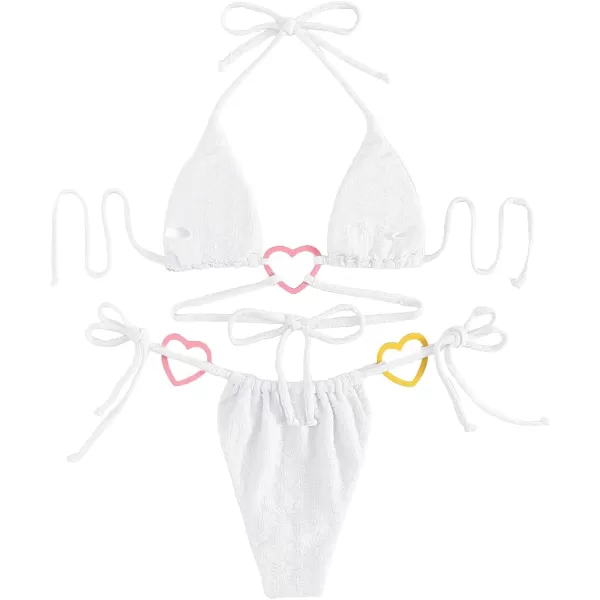 WDIRARA Women's Ring Halter Bikini Swimsuit 2 Piece Tie Back Bathing Suit