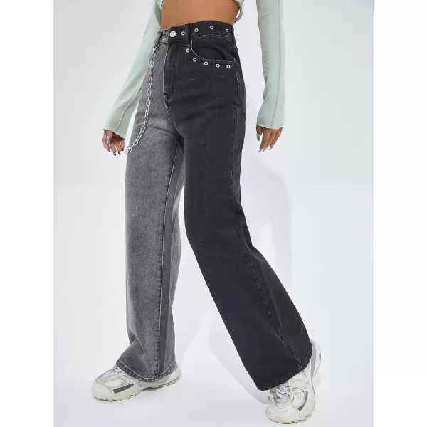 WDIRARA Women's Ripped Detail Boyfriend Loose Jeans Casual Tapered Long Denim Pants