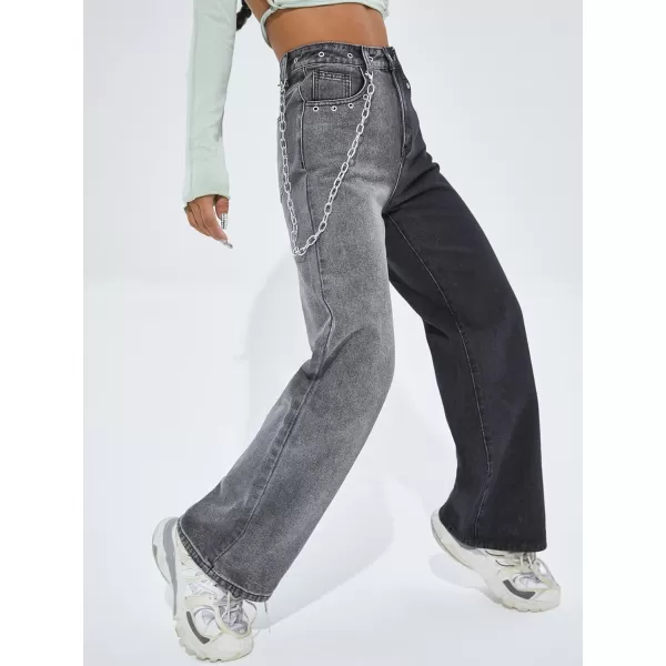 WDIRARA Women's Ripped Detail Boyfriend Loose Jeans Casual Tapered Long Denim Pants