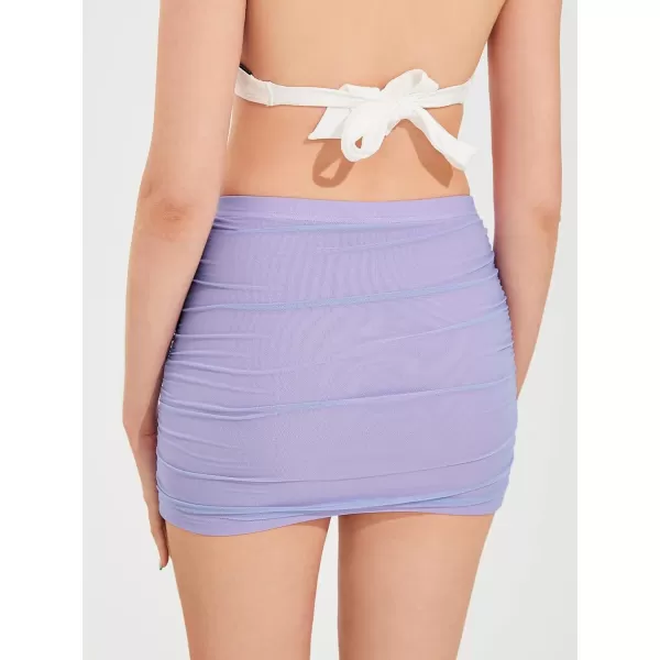 WDIRARA Women's Ruched Mesh Streetwear Bodycon Mini Skirt Stretch Sexy Skirts