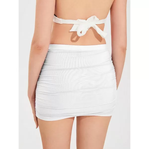 WDIRARA Women's Ruched Mesh Streetwear Bodycon Mini Skirt Stretch Sexy Skirts