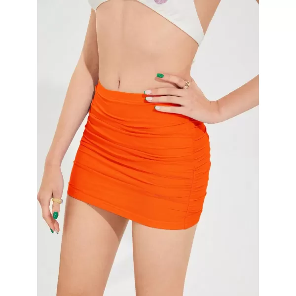 WDIRARA Women's Ruched Mesh Streetwear Bodycon Mini Skirt Stretch Sexy Skirts